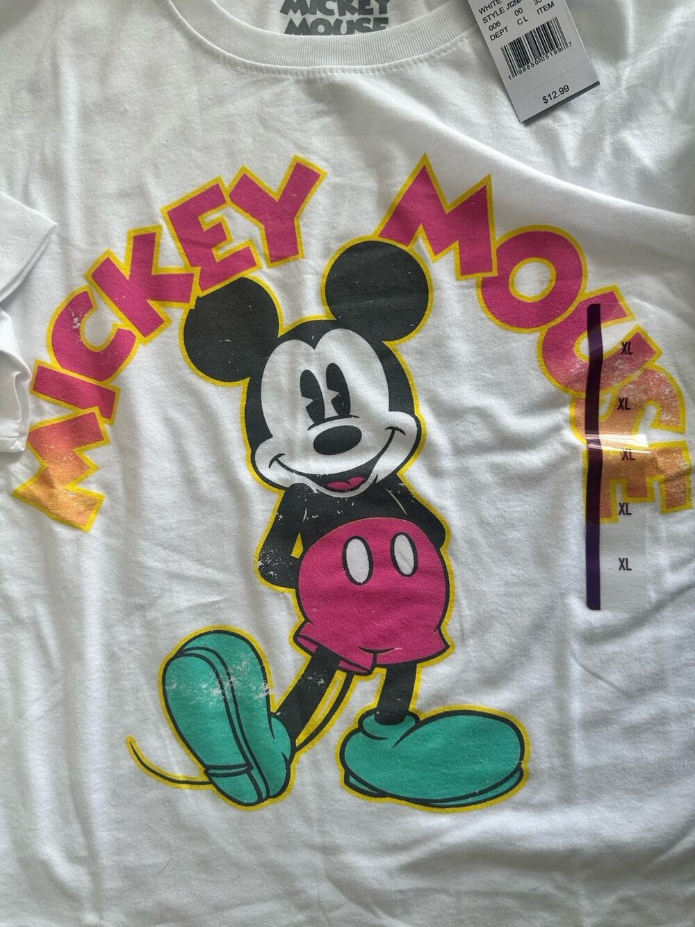Disney Mickey Mouse White Graphic T-Shirt Youth XL New With Tags
